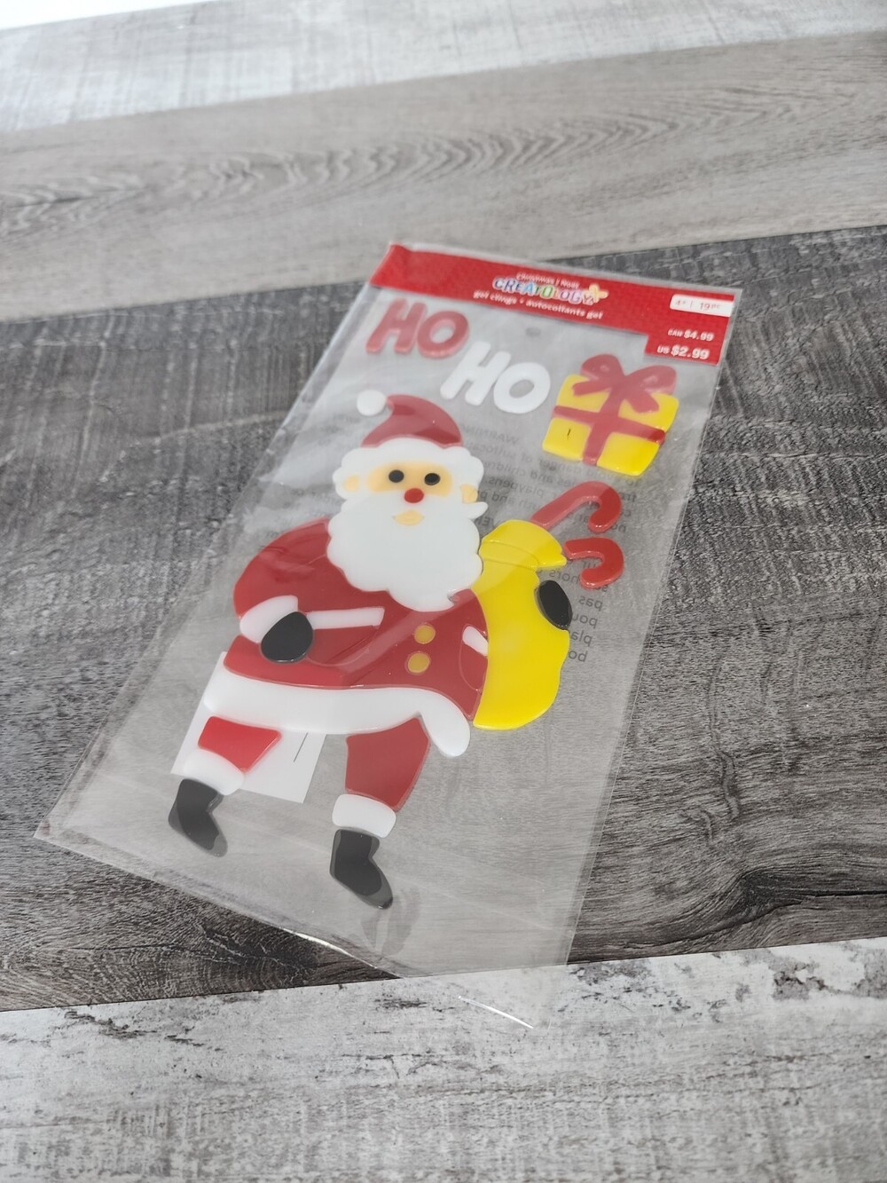 NEW Santa w Gifts Window Gel Clings Teacher Supply Colorful Presents Ho Ho NEW